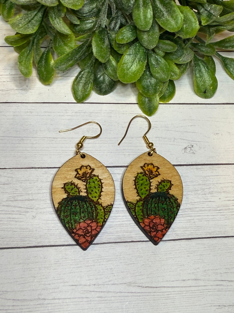 Cactus Wood Earrings