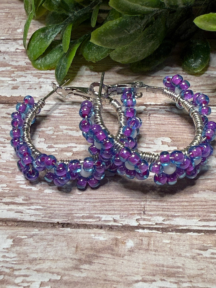 Purple and White Flower Hoops