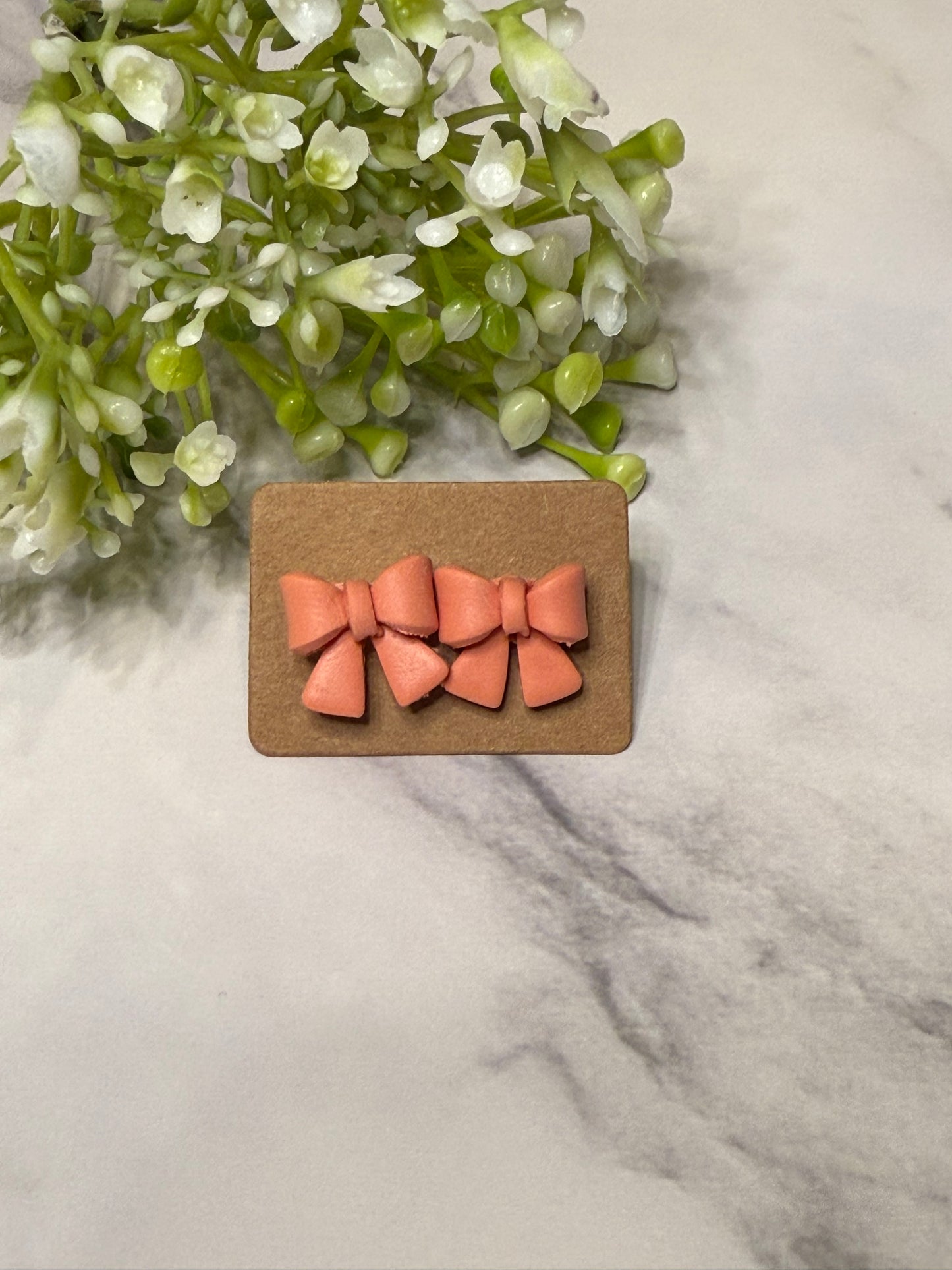 Peach Bow Studs