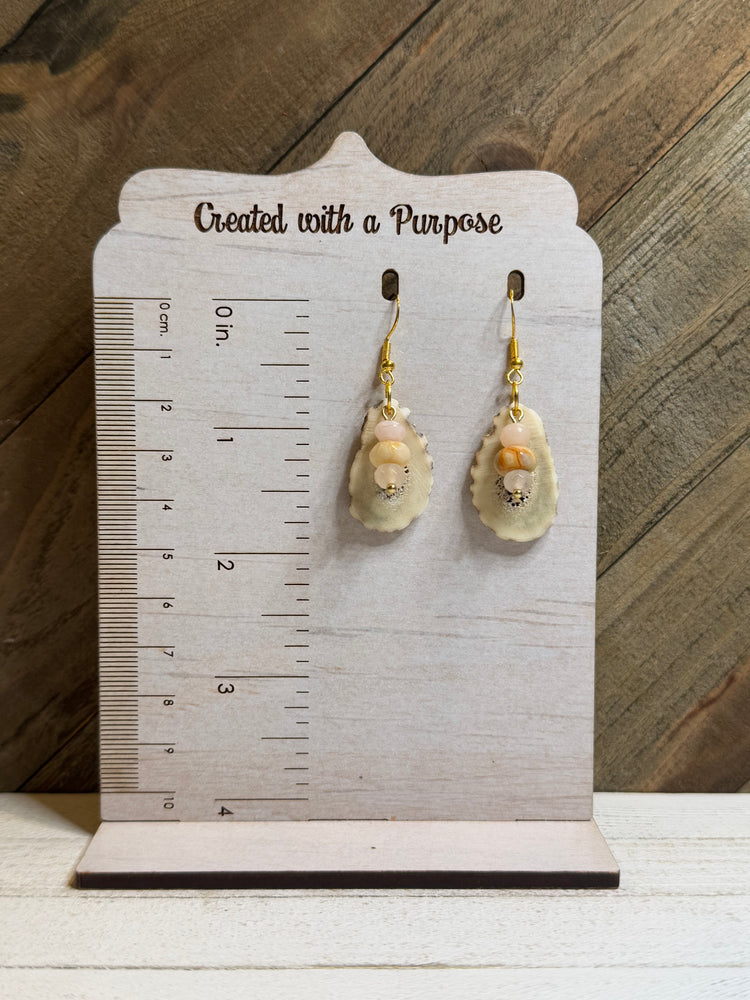 Peach/Pink Beads with Deer Antler Earrings