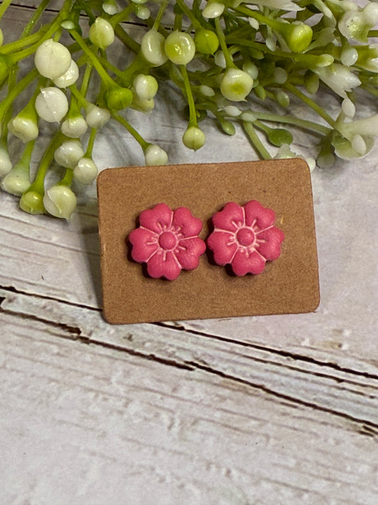Hot Pink Flower Studs
