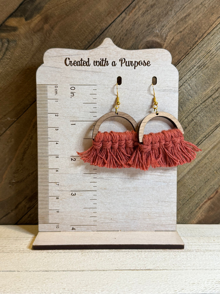 Terracotta Half Circle Macrame Earring