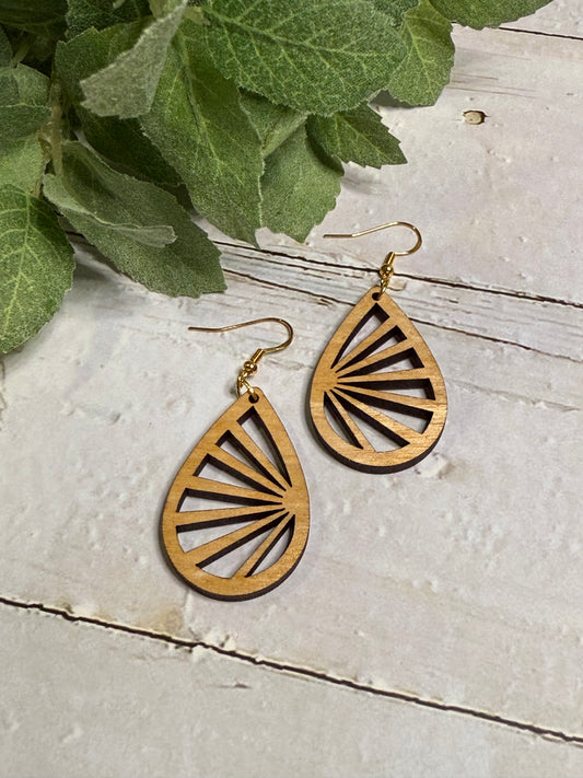 Sun Ray Wood Earrings