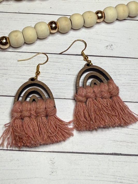 Blush Rainbow Macrame Earrings