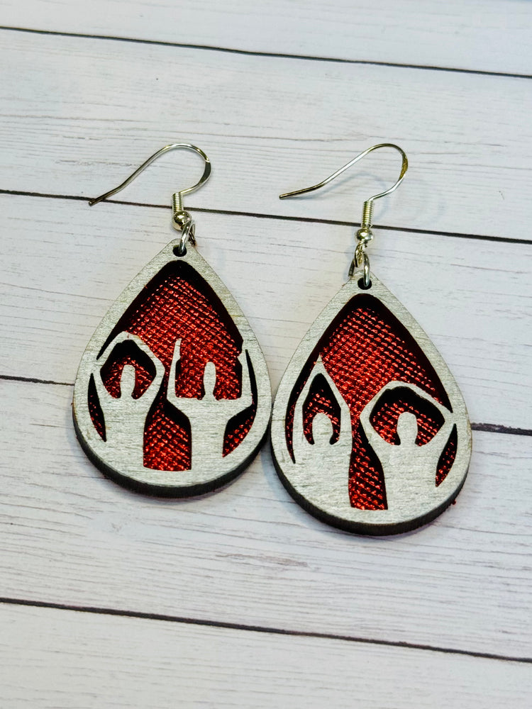 OH IO Silver and Red Metallic Earrings