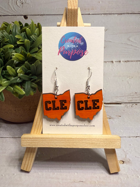 Orange Ohio CLE Earrings
