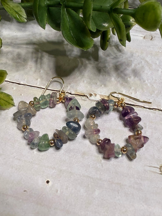 Purple/Green Circle Earrings