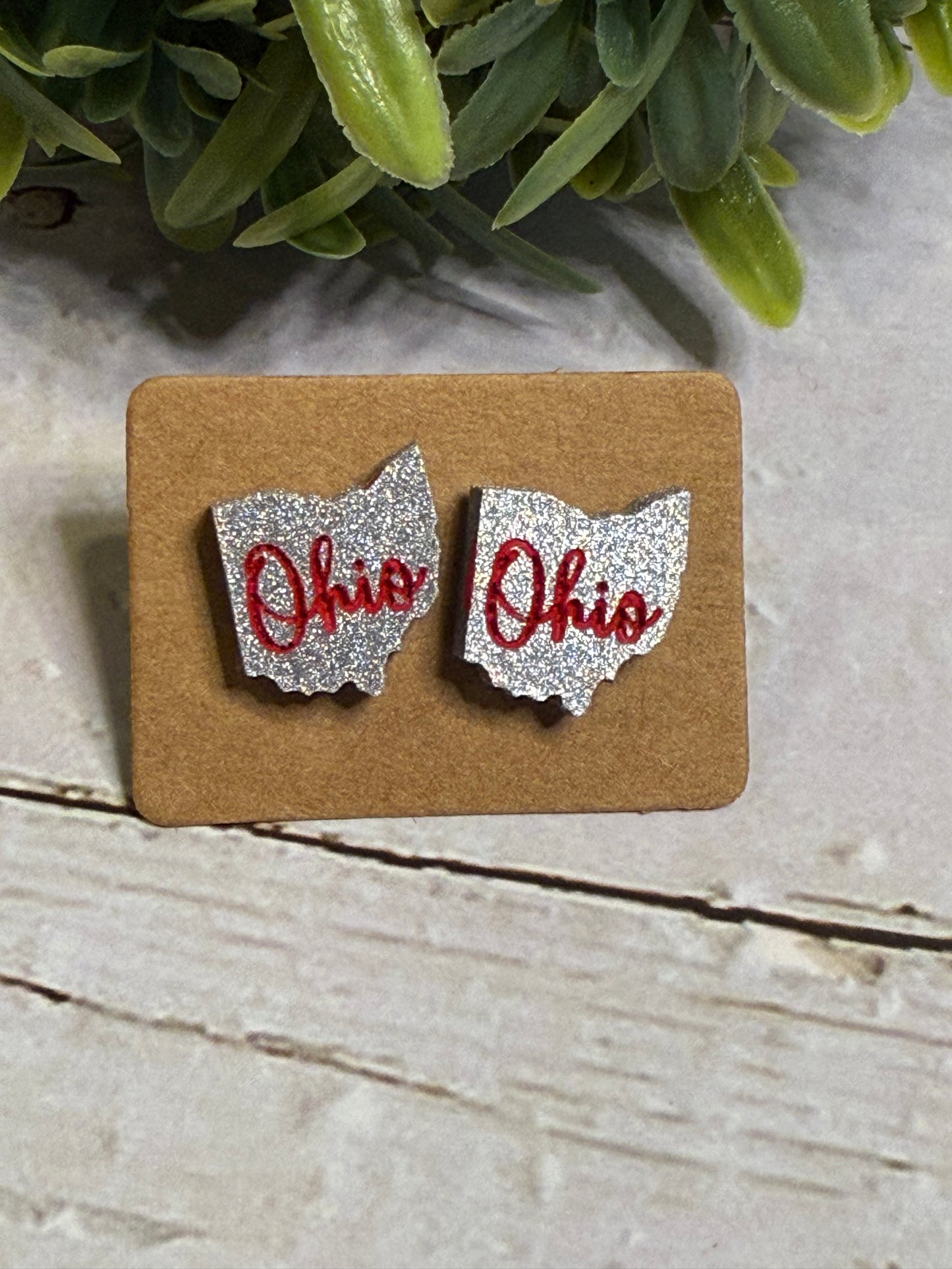 Silver Cursive Ohio Stud