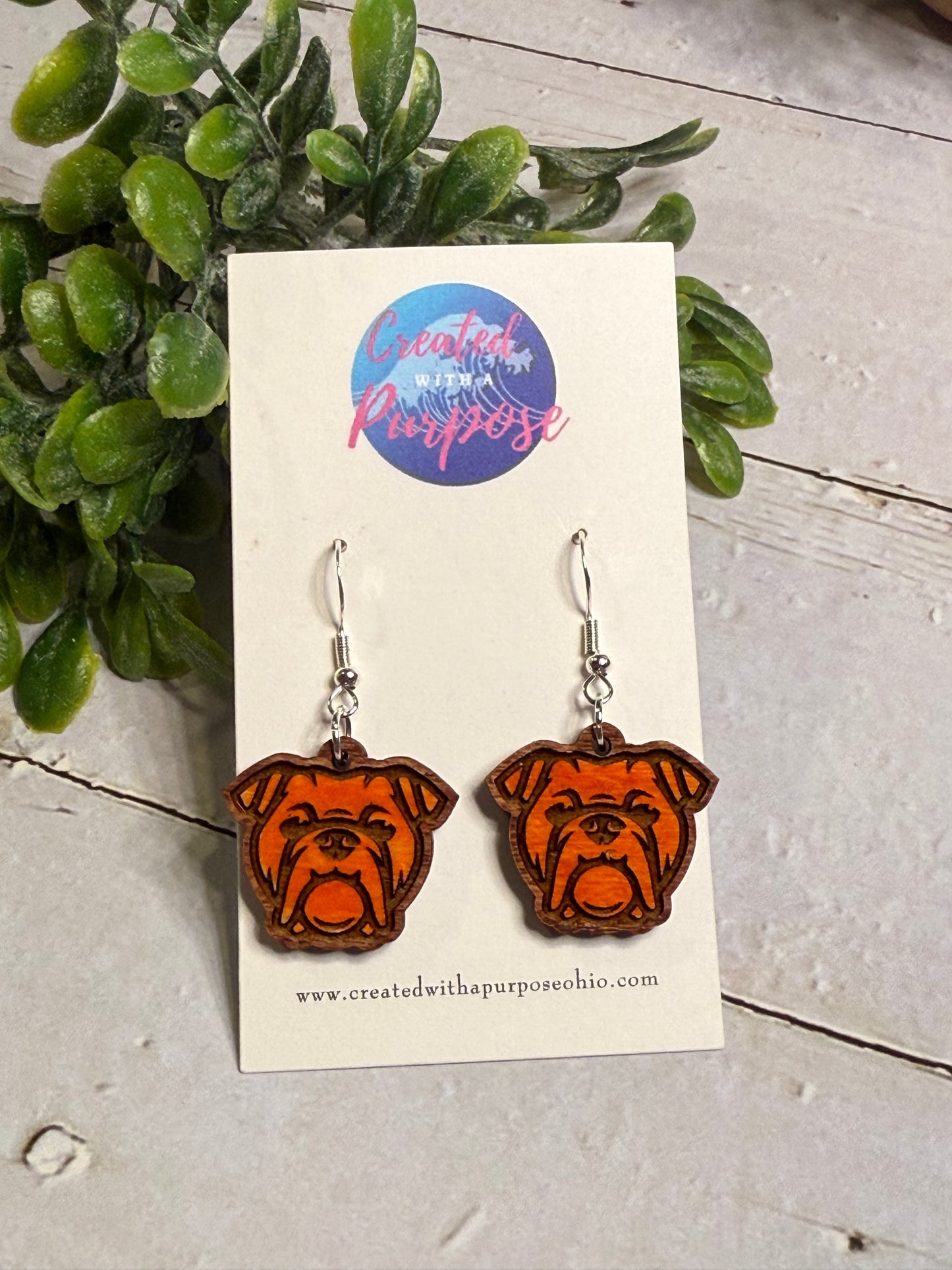 Orange Dog Dangle Earrings