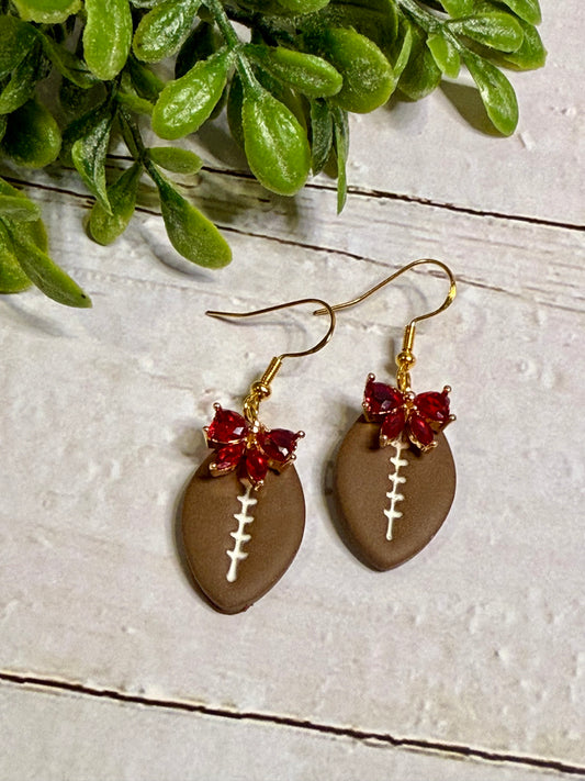 Football with Red Rhinestone Bow