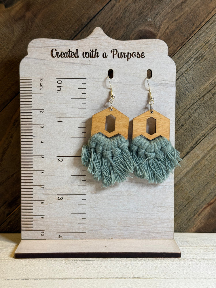 Sage Macrame Earrings