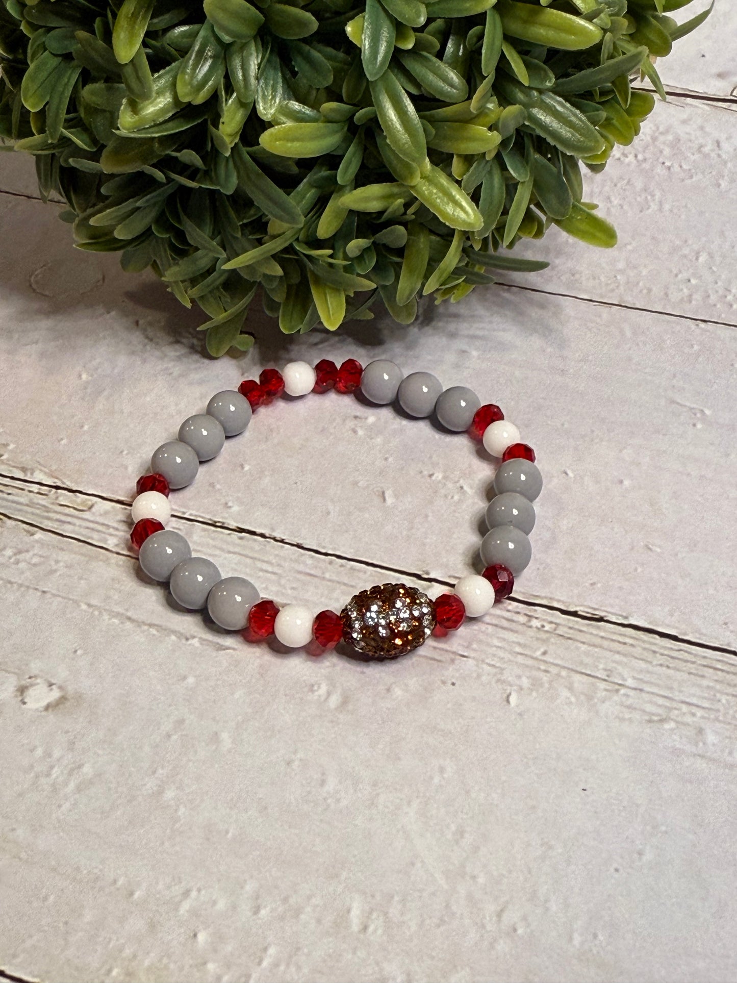 Rhinestone Football with Gray Beads