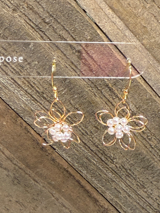 Gold Flower with Bead Center