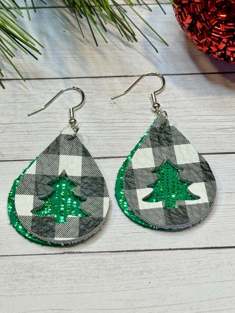 Green Sparkle with Black and White Buffalo Christmas Tree