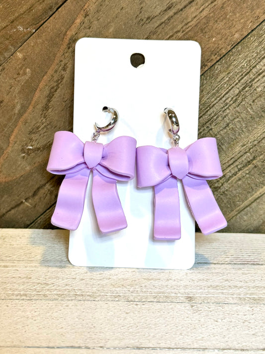 Lavender Bow with Silver Hoop