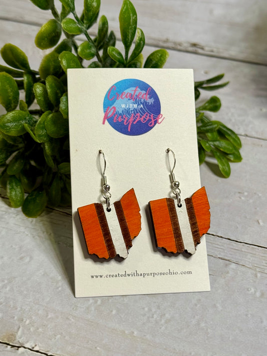 Orange Ohio Stripe Dangle
