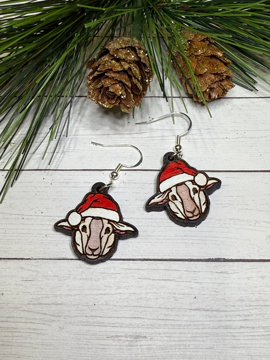 Sheep Santa Hat Earrings