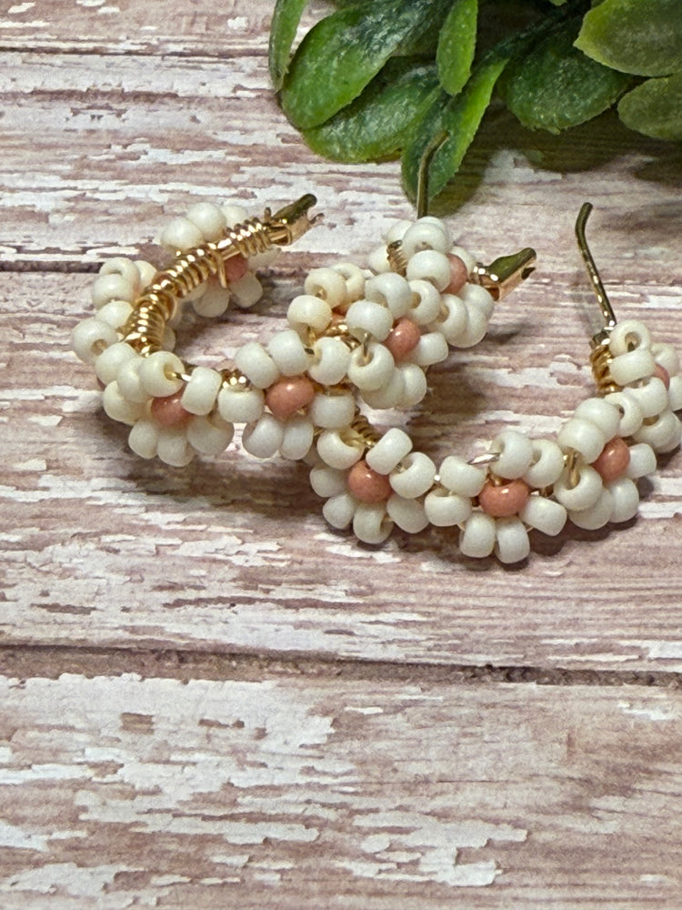 Cream and Sand Flower Hoops