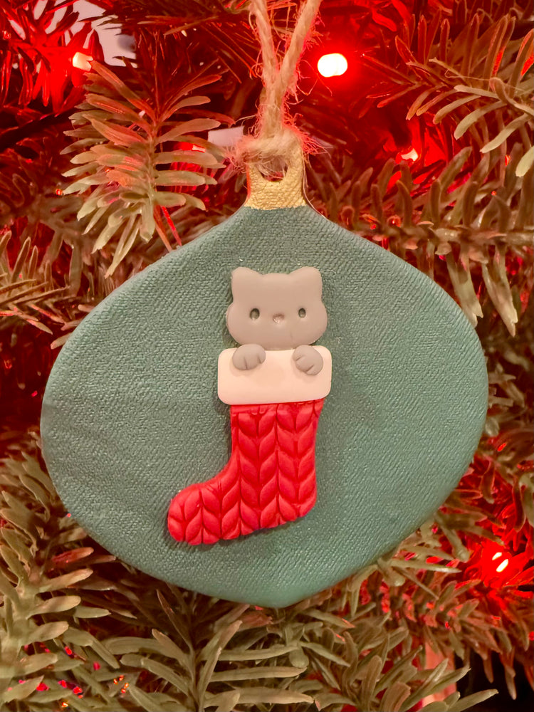 Cat in Red Stocking Ornament