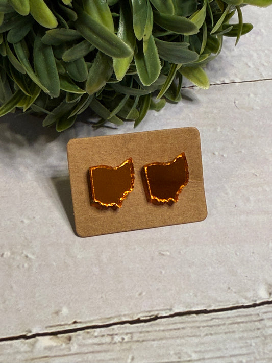 Orange Mirror Ohio Studs