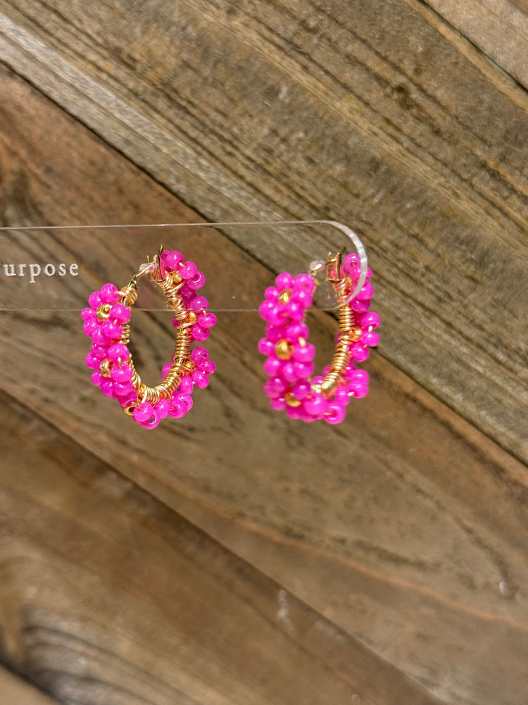 Pink and Gold Flower Hoop