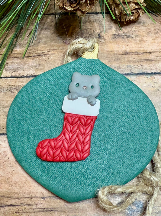 Cat in Red Stocking Ornament