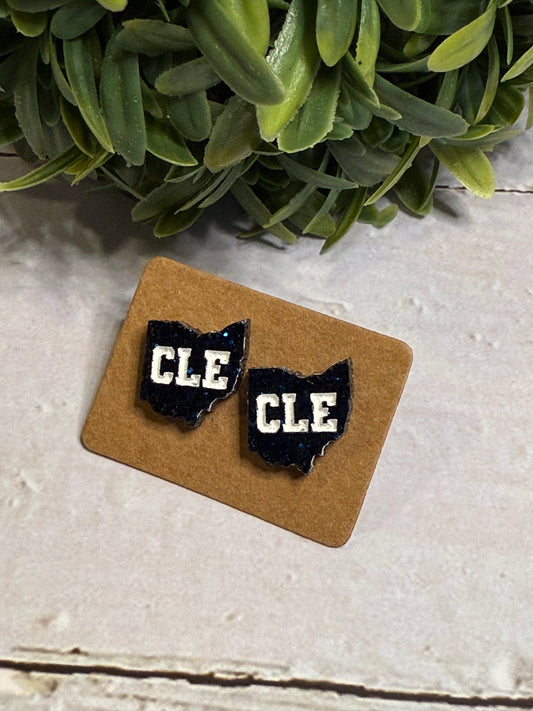 Dark Blue Glitter CLE Studs