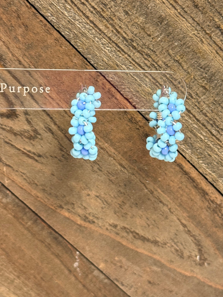 Blue Flower Hoops