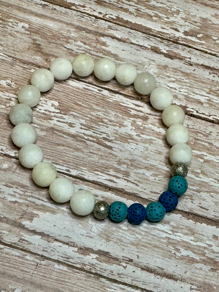White with Blue Lava Beads Bracelet