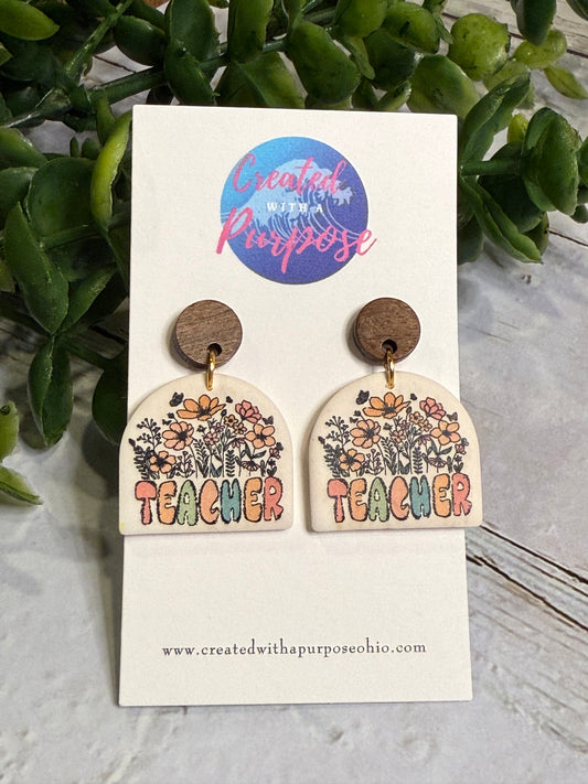 Teacher With Flower Earrings