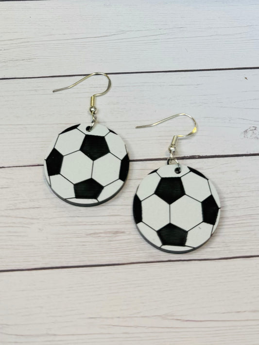 Acrylic Soccer Ball Earrings