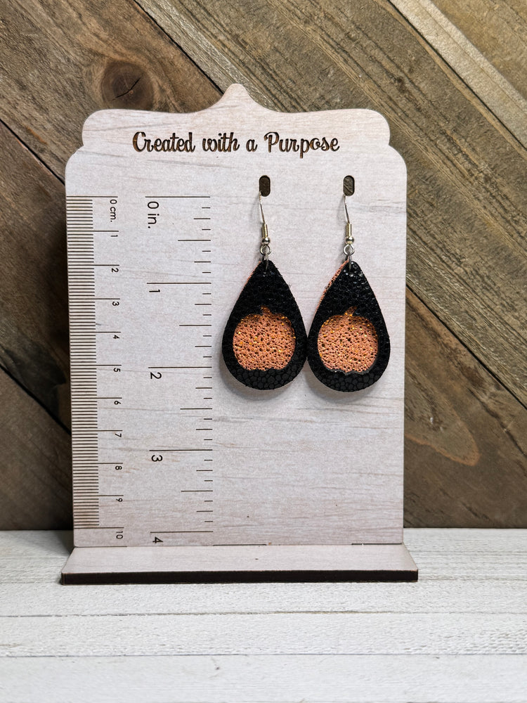 Leather Pumpkin Earrings