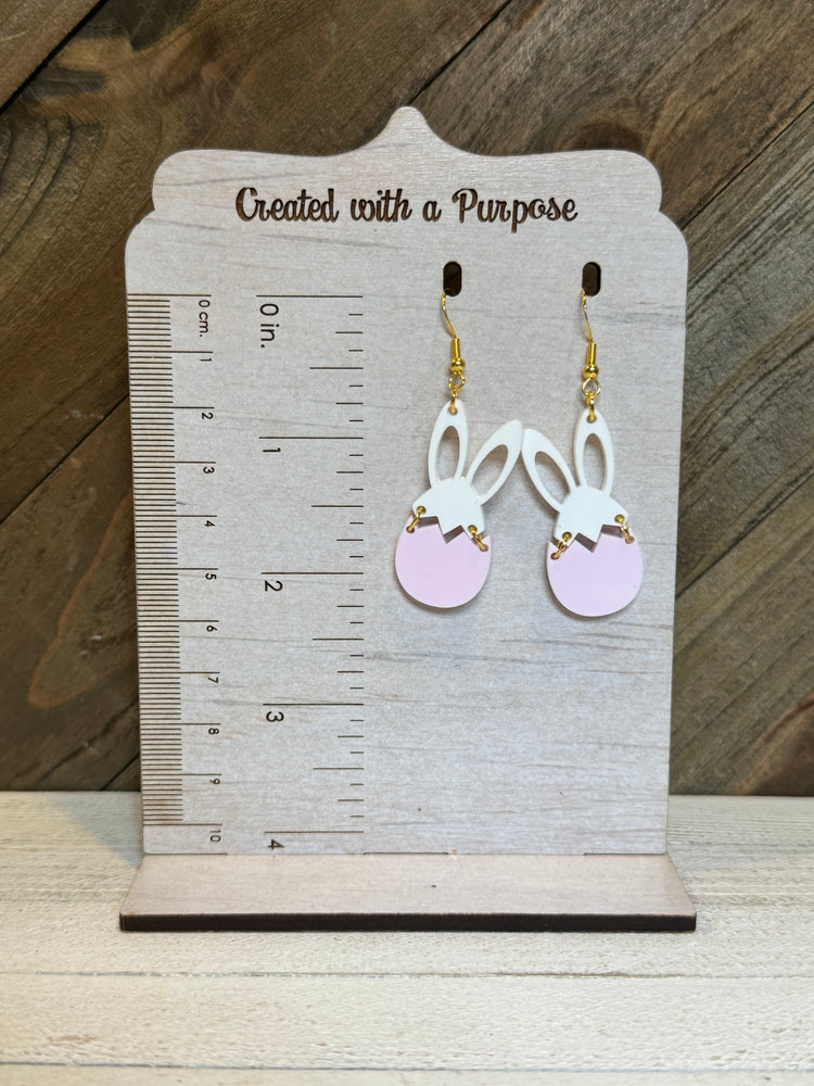 Pink Bunny Egg Earrings