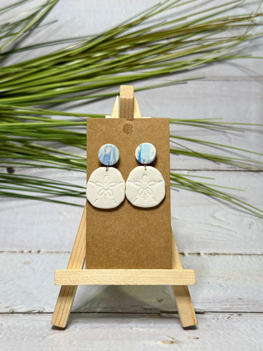 Polymer Clay Sand Dollar Earrings