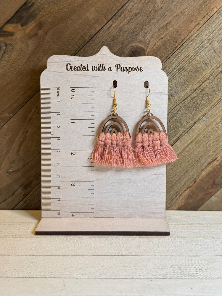 Blush Rainbow Macrame Earrings