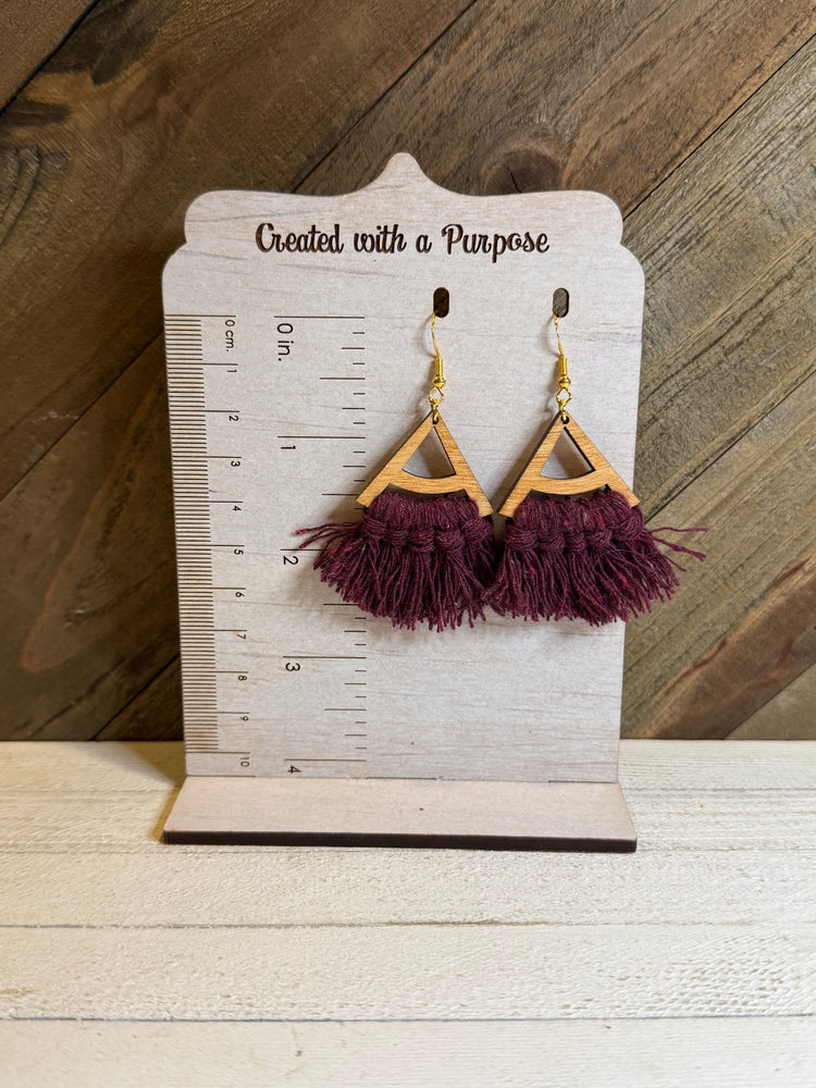 Purple Triangle Macrame Earrings