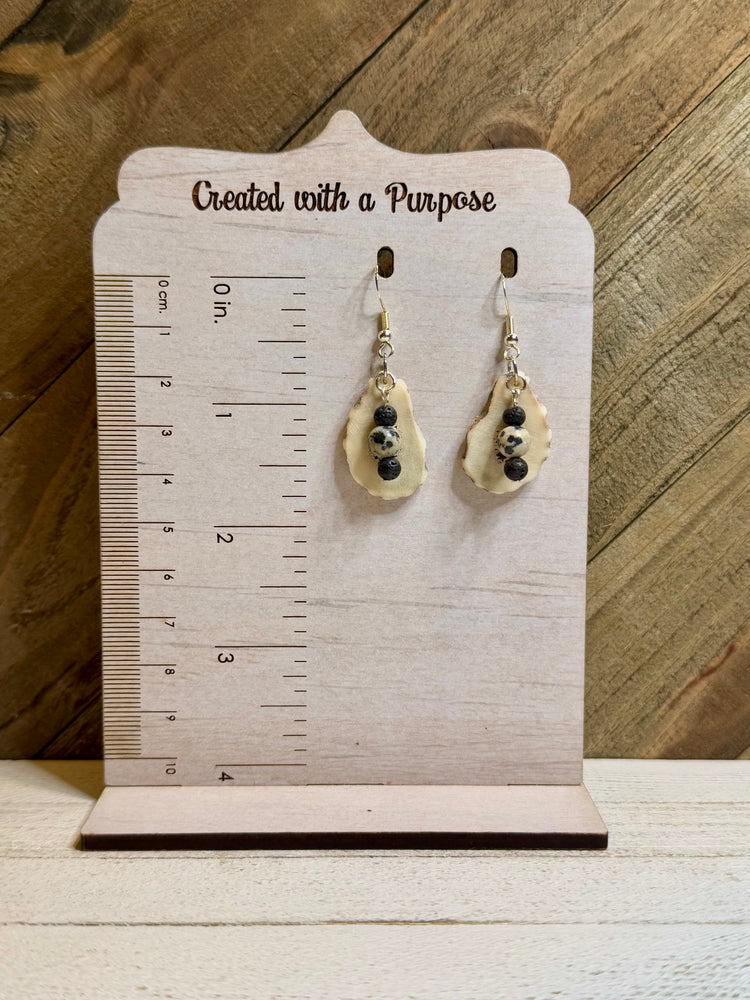 Black Beads with Deer Antler Earrings