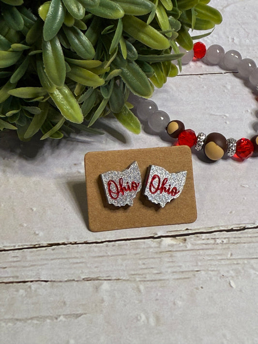 Silver Cursive Ohio Stud