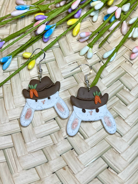 Bunny with Hat and Carrot Earrings