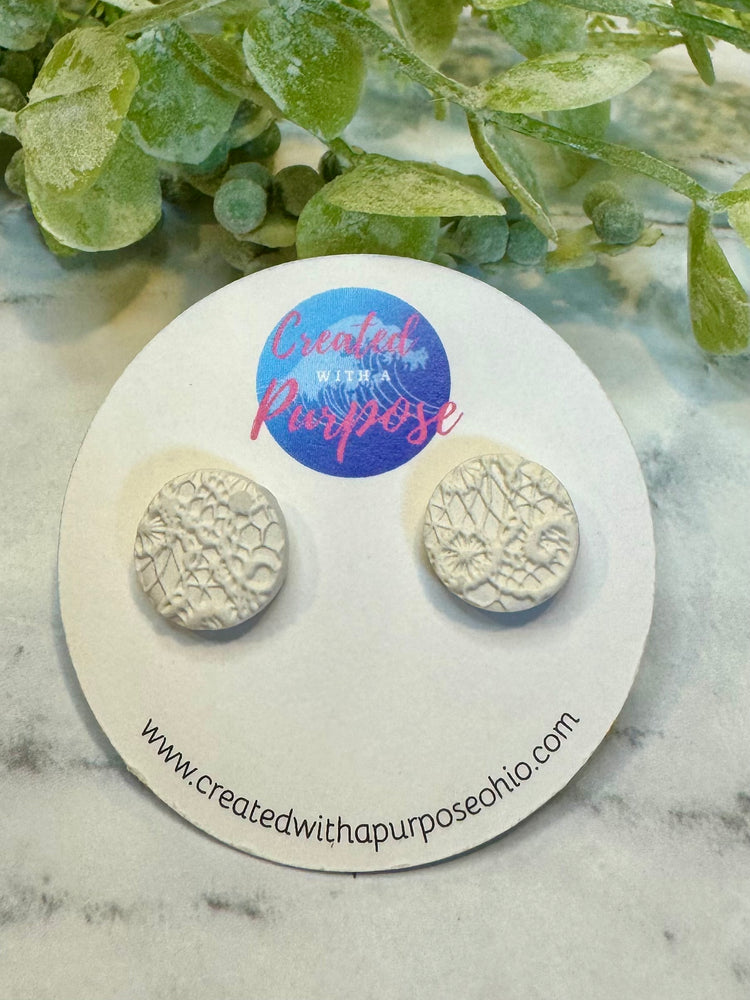 Lace Textured Polymer Clay Studs