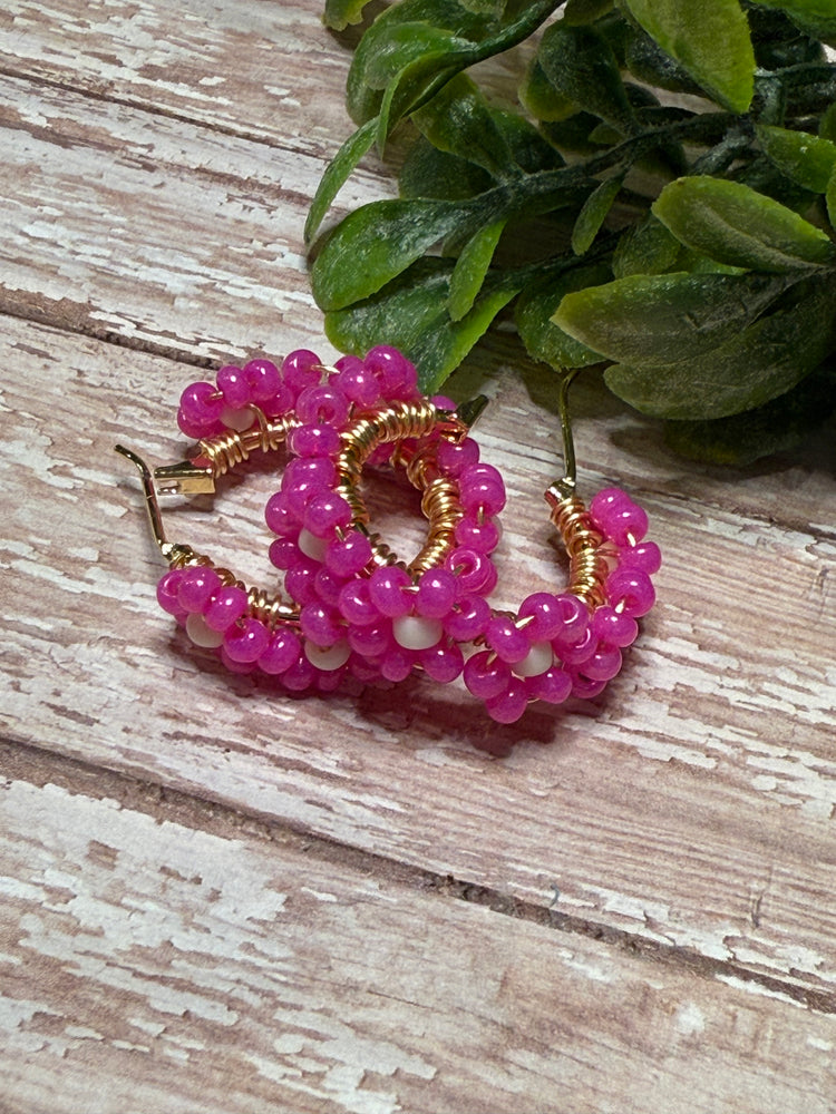 Pink and White Flower Hoops