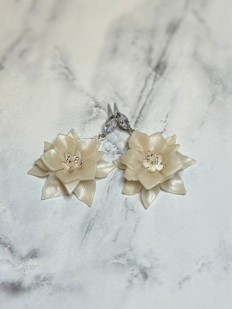 Translucent Pearl Flower Earrings