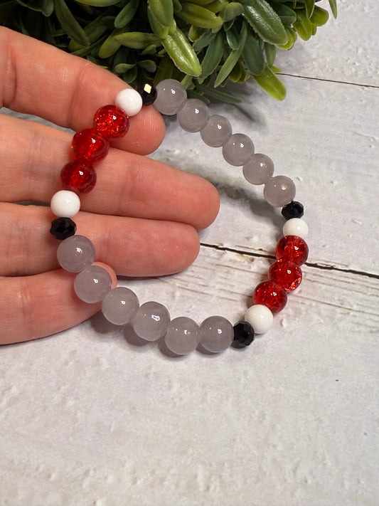 Red and Gray Stripe Bracelet
