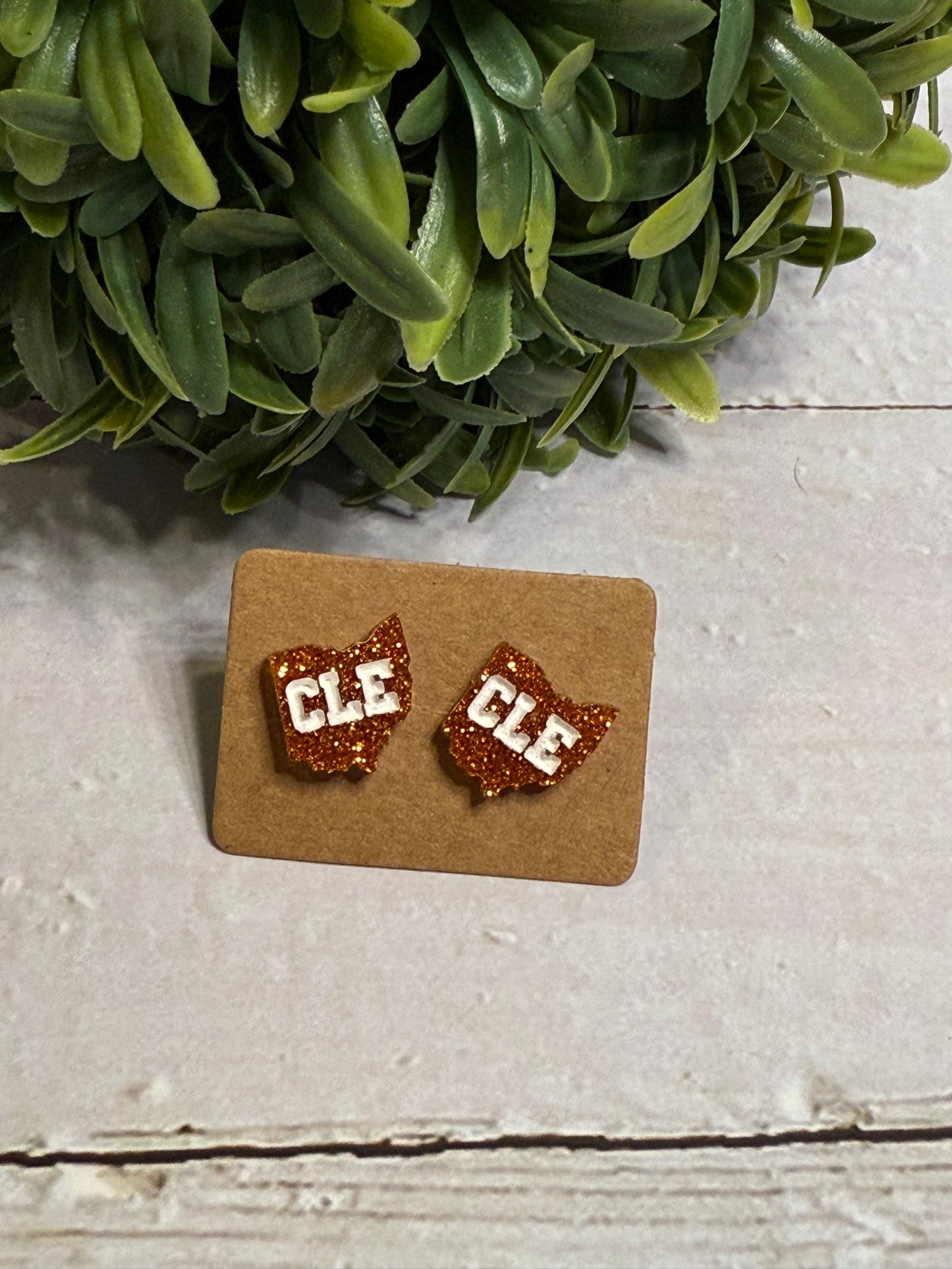 Glitter Orange CLE Studs