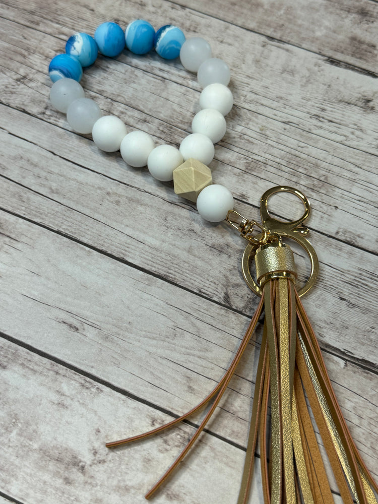 Ocean, Clear, and White Key Wristlet