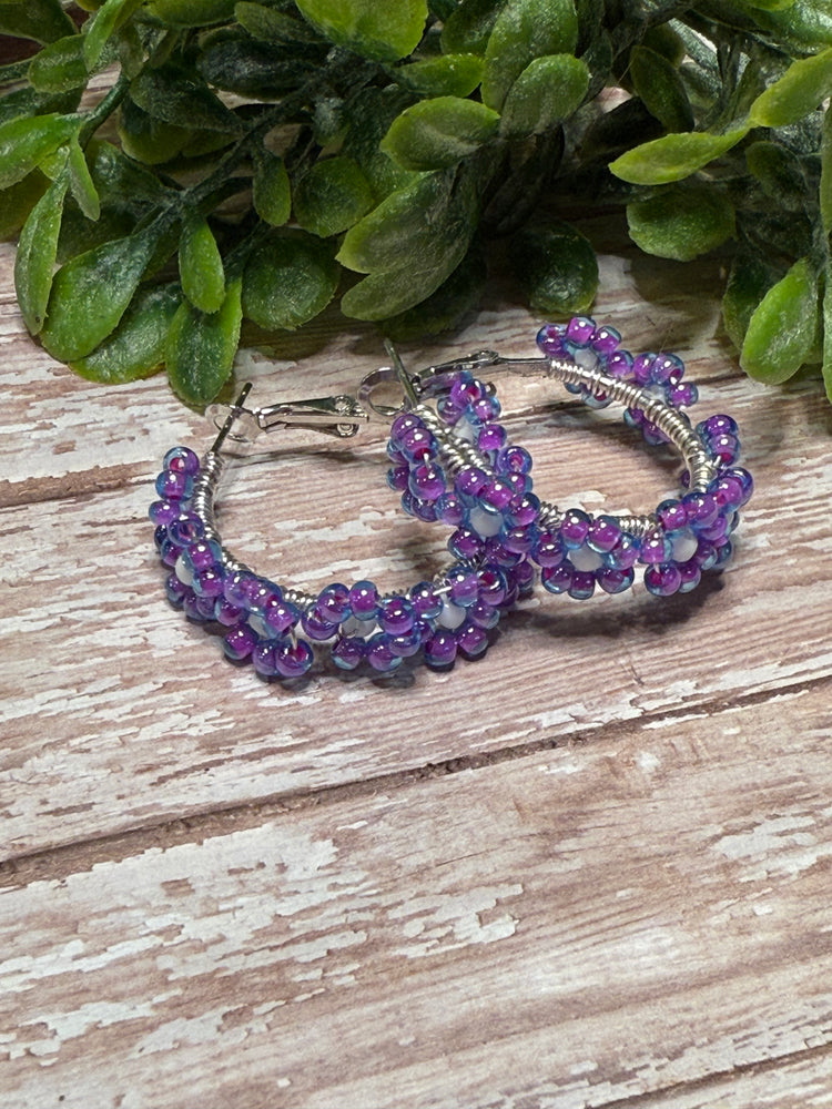 Purple and White Flower Hoops