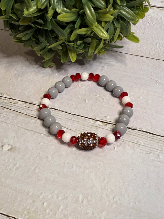 Rhinestone Football with Gray Beads