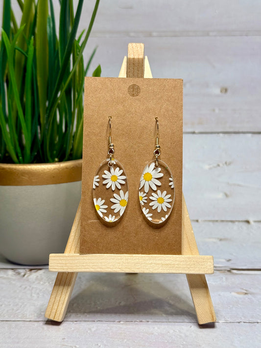Oval Daisy Earrings