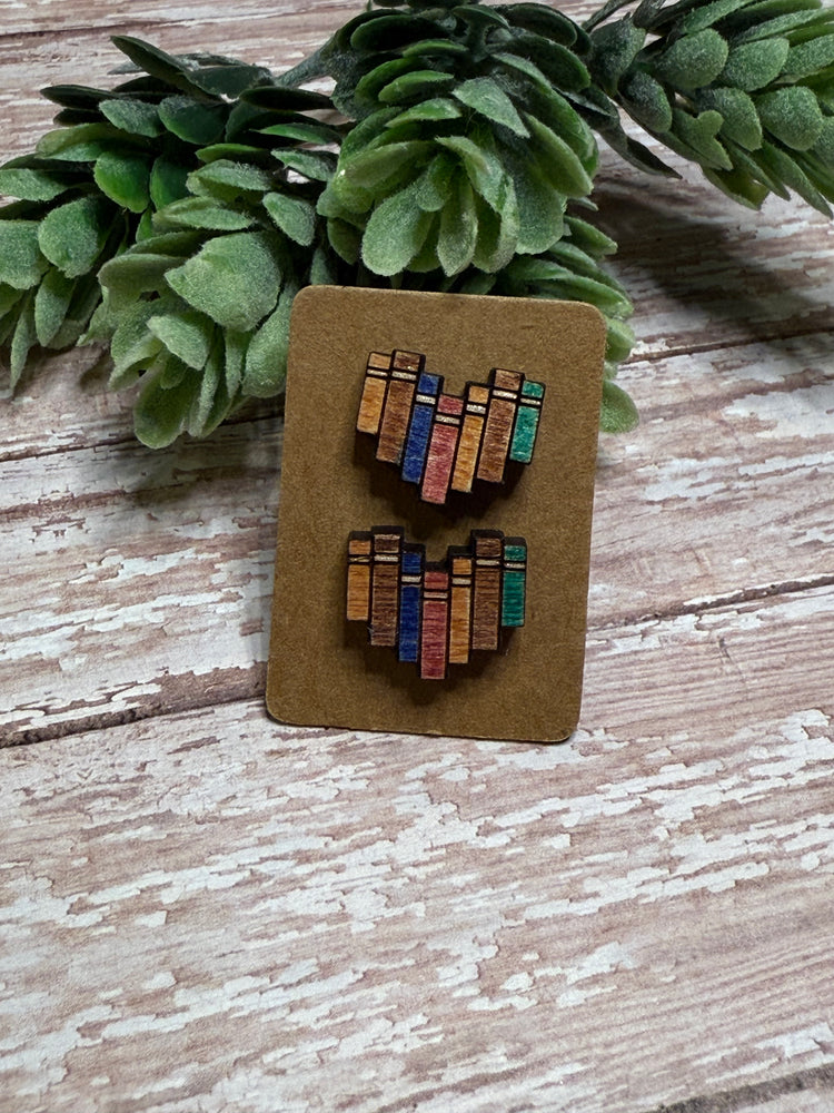 Book Heart Studs