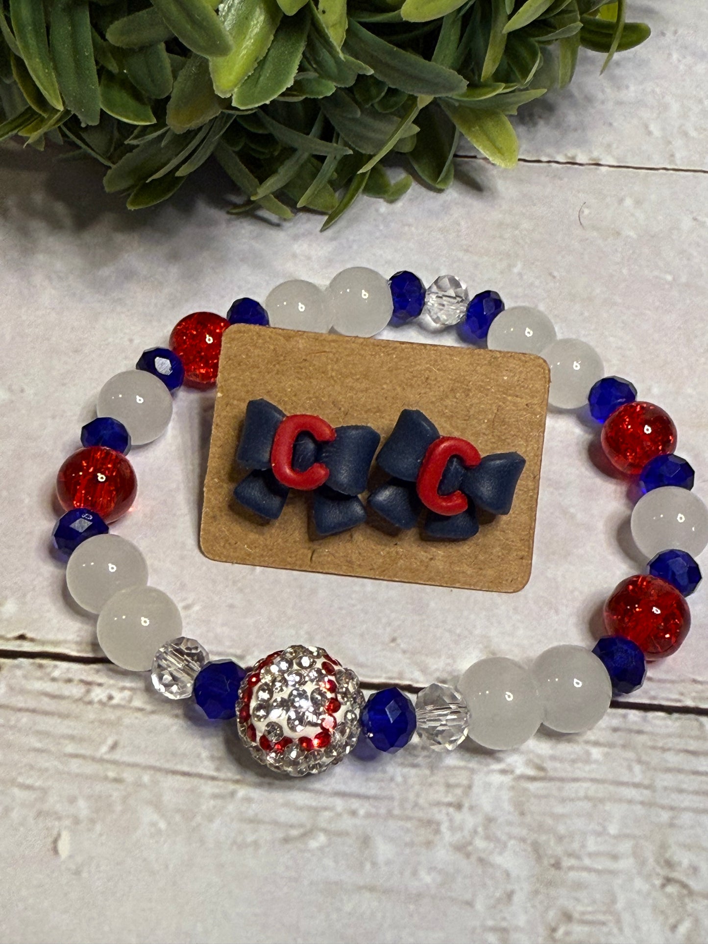 C Blue Bow Stud
